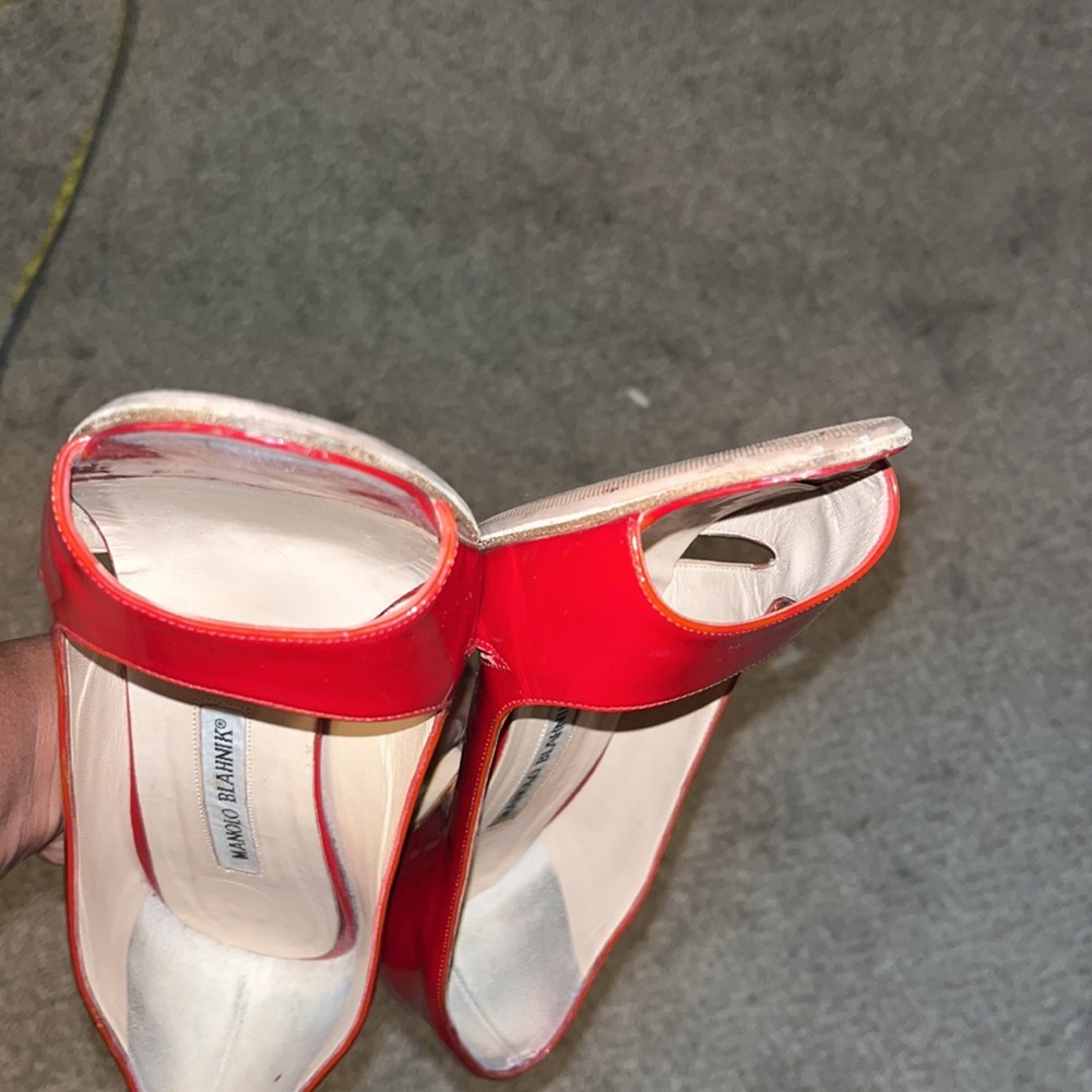 Red Manolo Blahnik Peeptoe Stilletto Heels - AUTHENTIC! - Picture 5 of 9